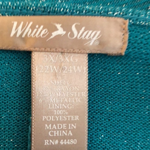 Turquoise blouse with sown blouse in cardigan - Picture 5 of 5